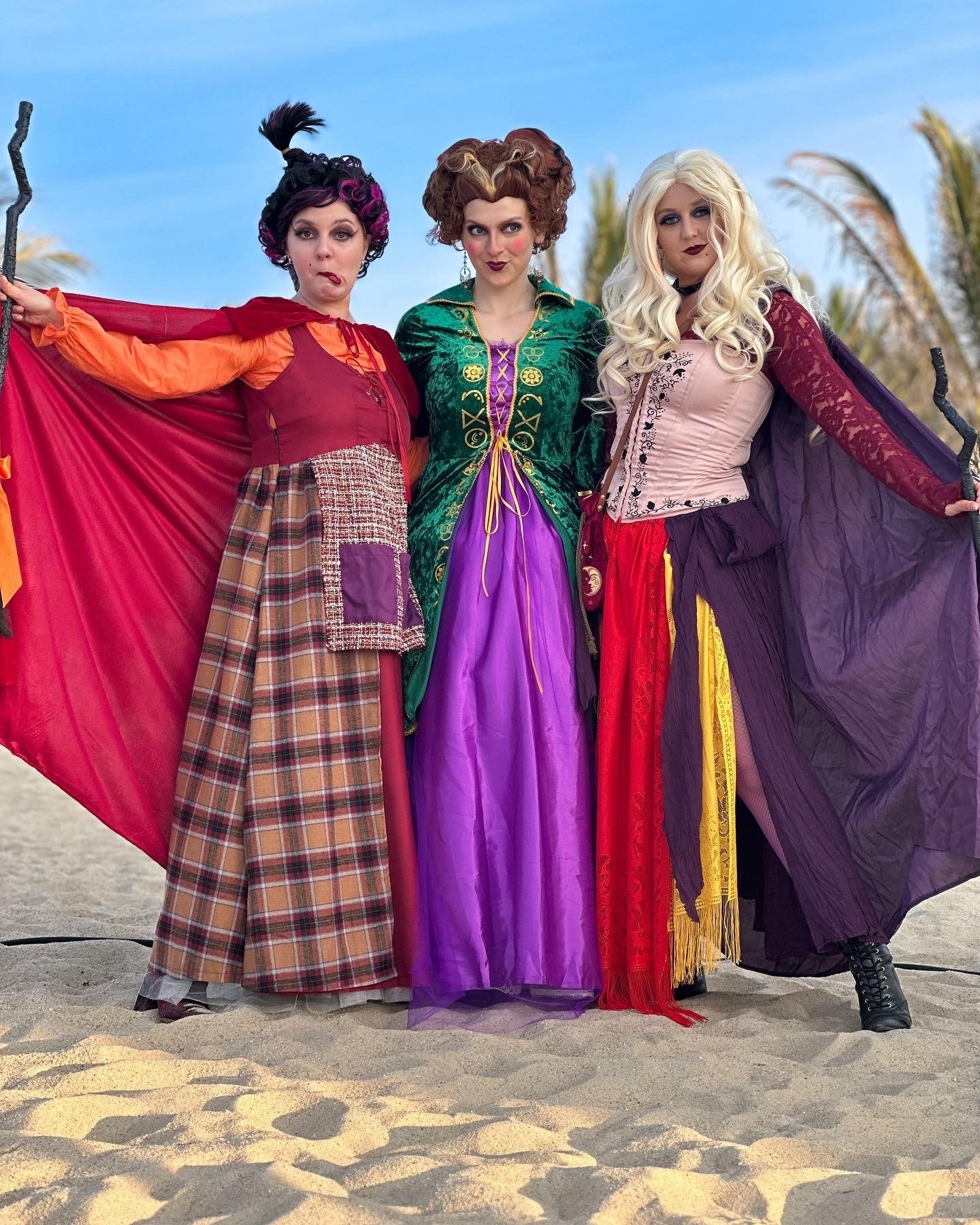 the three witch sister trio on the beach at Jenkinson's Boardwalk in Point Pleasant Beach