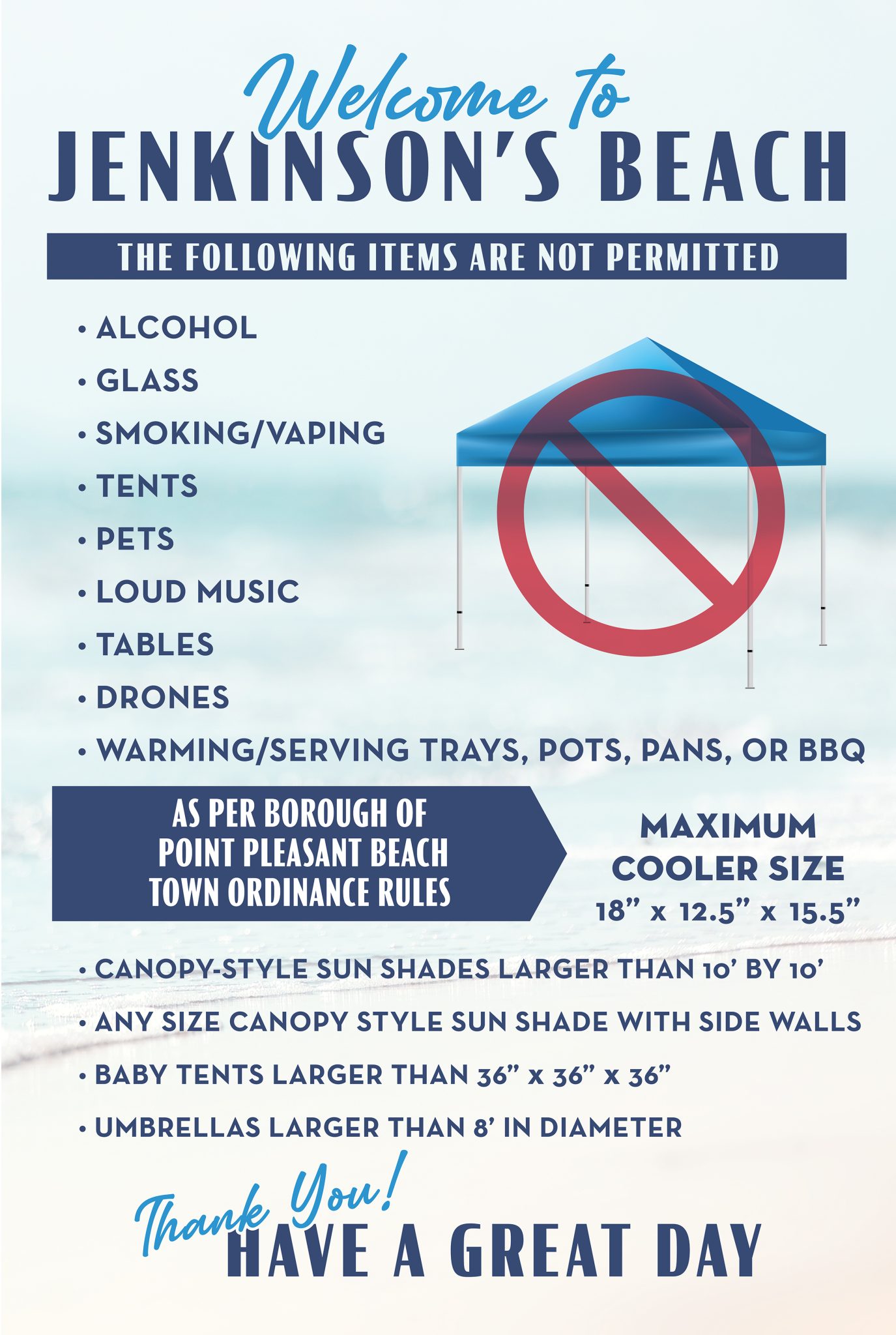 A list of Jenkinson's Beach rules