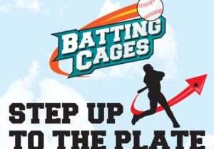 The Jenkinson's Boardwalk Batting Cages with a picture of someone hitting a baseball.