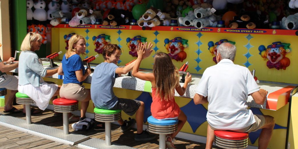 People playing games on Jenkinson's Boardwalk.