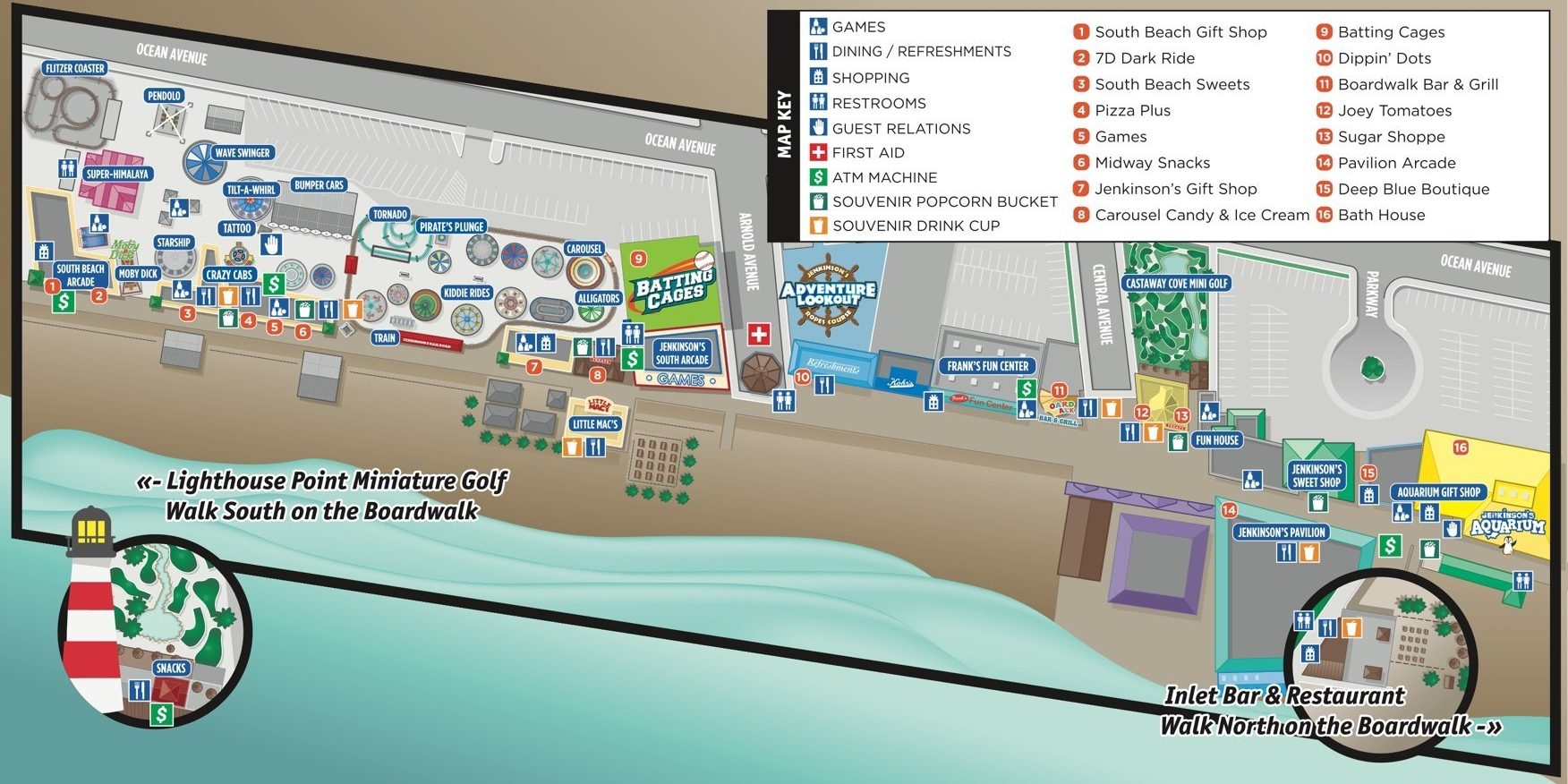 Map of Jenkinson's Boardwalk
