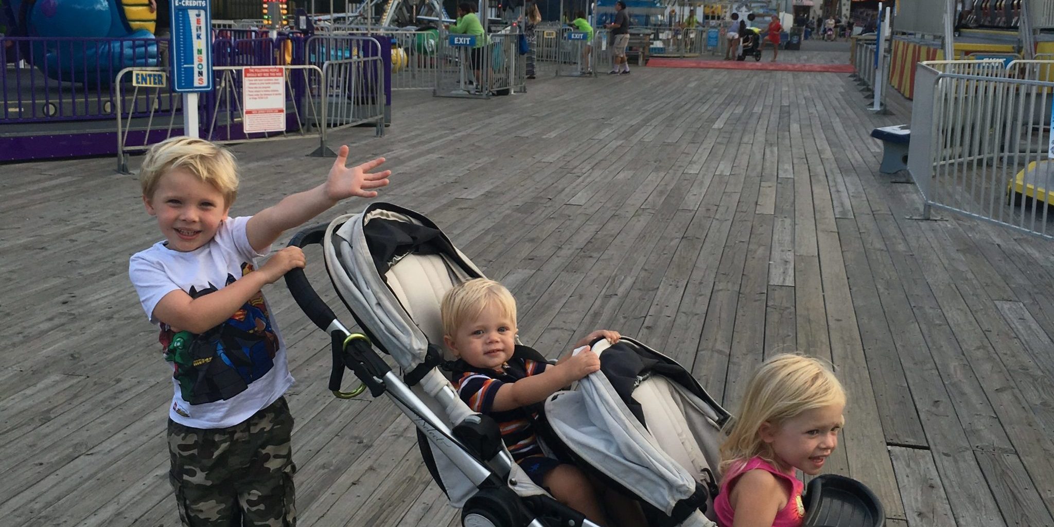 A couple cuties on The Jenkinson's Boardwalk Amusement Park area for kids.