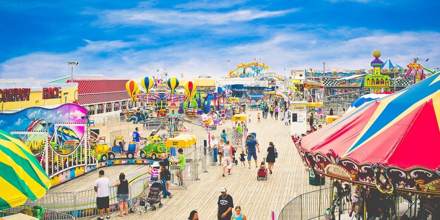A bird's eye view of Jenkinson's Amusement Park in Point Pleasant Beach, NJ.